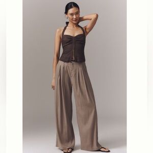 NWT Anthropologie Maeve The Avery Pleated Wide Leg Linen Trousers Pants